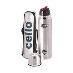 Cello Stainless Steel Flip Style Flask - Silver 